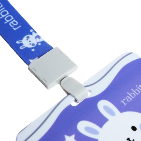 Badge horizontal external size10 x 7.8 cm, internal size 5.2 x 8.2 cm, tape 42 cm, with a bunny pattern-4