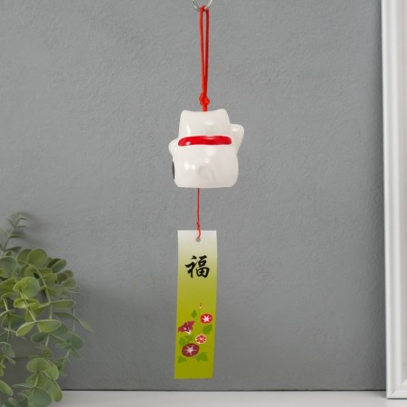 Souvenir ceramics bell "manei-nako" white 6x6.5x5.5 cm-3