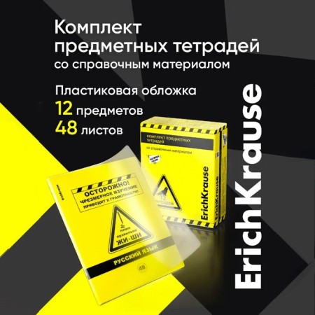 A set of subject notebooks 48 sheets, 12 pieces, Erichkrause "BENFORMED", plastic cover silk-screen cover, OFSET BELICE 100%, info block-23