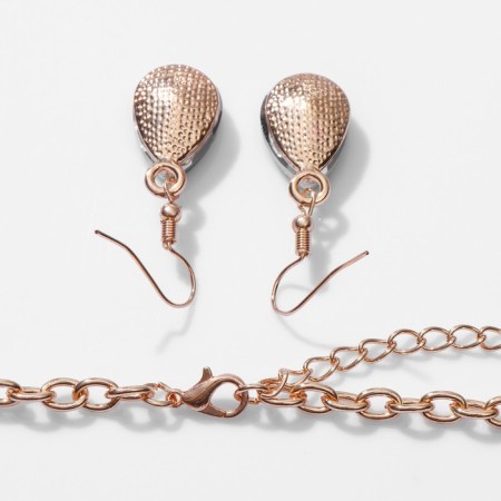 Set 2 objects: earrings, necklace "vernissage" heart and flowers, white-red color in gold, 42 cm-1