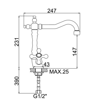 Accoona A4571C kitchen mixer, two -wound, with nut, brass, bronze color-3