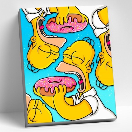 Picture on the numbers "Homer and Donuts", 40 × 50 cm, 15 colors