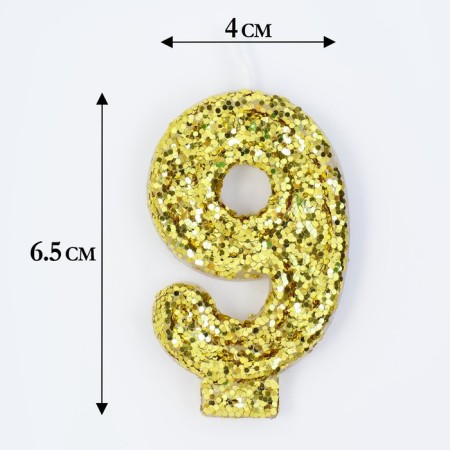 Candle in the cake "Shine", number "9", gold, 6.5x4-1