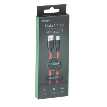 EXPLOYD CLASSIC EX-K-494, microUSB-USB, 1 m, red cable-3