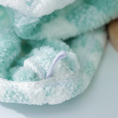 Cup for drying the hair of a shade, microfiber, with a button, the color is green-3