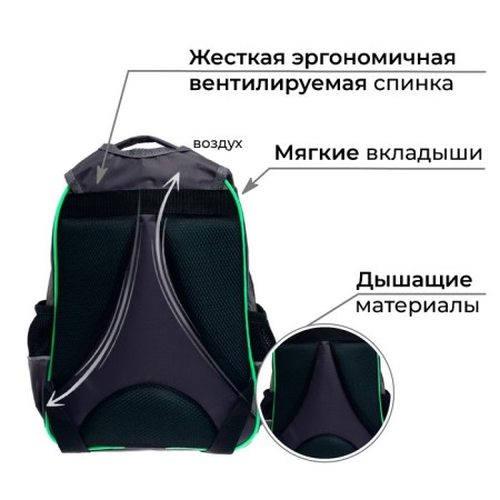 School backpack, 37 x 26 x 13 cm, ergonomic back, calligrata ORT "Cubes"-3