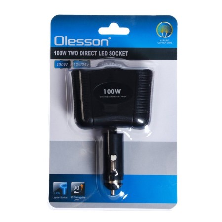 The cigarette lighter racetler for 2 slots with backlight, 100 watts-5