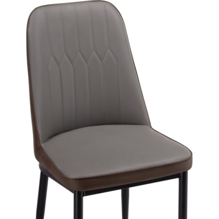 Stool on a metal frame Flor metal/eco -leather, black/gray/brown 43x50x83 cm-4