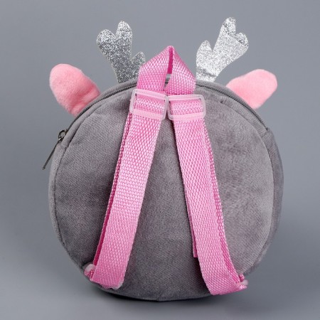 Baby plush backpack, round Olenenok, 18 × 18 cm-4