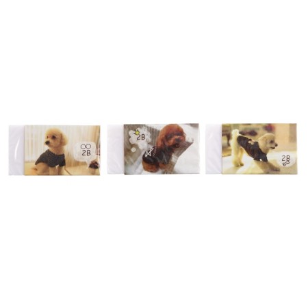 Rectangular white eraser in paper holder, dog, mix
