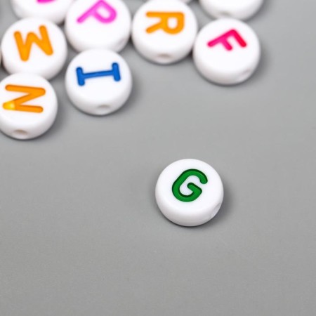Beads for creativity plastic "English letters in the circle" Multi -colored set 15 grams 0.6x1x1 cm mix-1