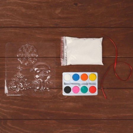 Set for creativity "New Year's toys from gypsum" (Christmas tree+Santa Claus+Snowflake)-1