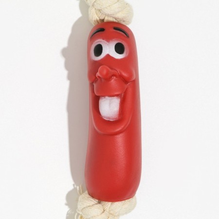 Toy "Funny sausage on a rope" for dogs, 14 cm-2
