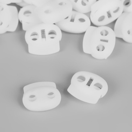 A set of double fixers for the cord, d = 4 mm, 2 × 1.8 cm, 50 pcs, white color