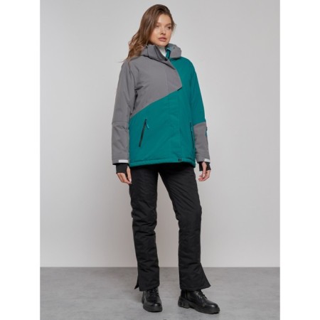 Ski jacket women's winter, size 60, dark green color-10