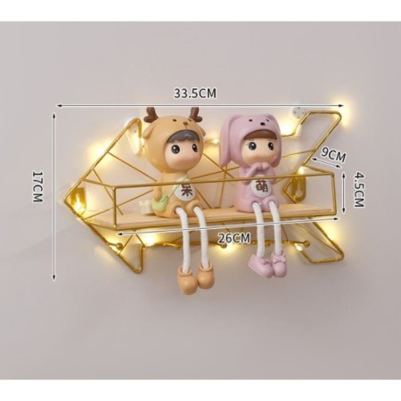 Wall hanger with a shelf "arrow", with backlight, 5 hooks, gold-4