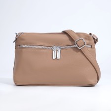 Bag Cross-Bodi with a zipper, dark beige color