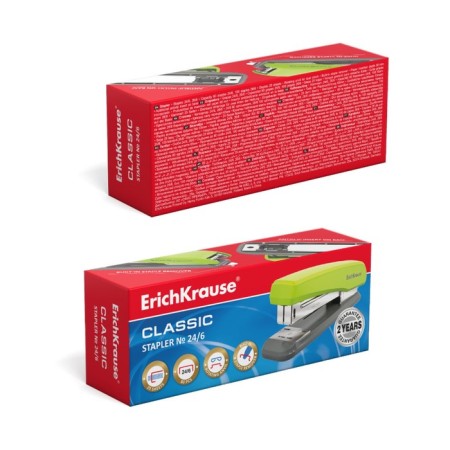 Stapler Erichkrause Classic, No. 24/6, up to 25 sheets, anti-stepler, rubber anti-slip insert, gray-green-2