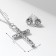 Set 2 objects: earrings, pendant “cross”, white color in silver, 43 cm