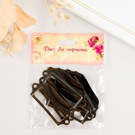 Handle with archival frame Metal bronze 3x7 cm-4