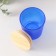 Bank for candles glass with a blue semi -duma lid 220 ml 7x7x8.4 cm