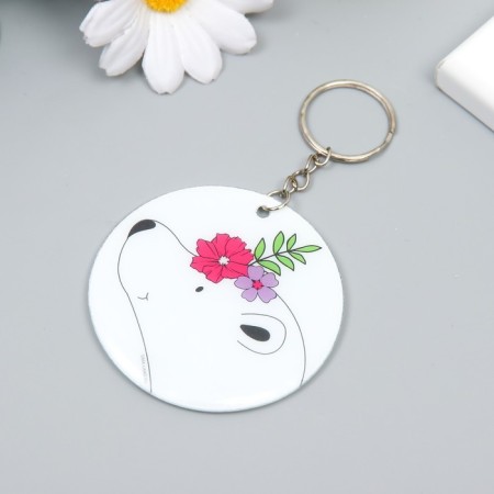 PVC keychain "White Bear with a hinge" 6.2x6.2 cm-1