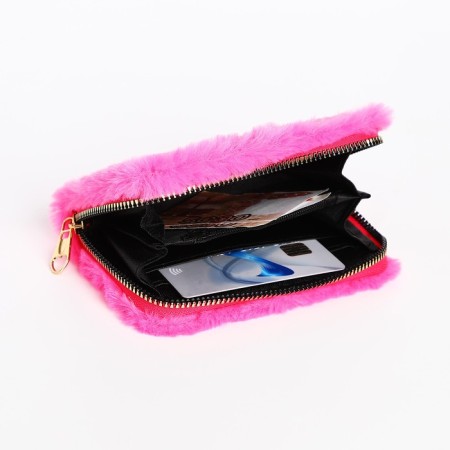 Children's wallet with a zipper, pink color-3