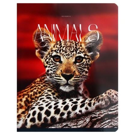 A notebook of 96 sheets in a cage on a clip "Animals", cover coated cardboard, glossy lamination, mix-4