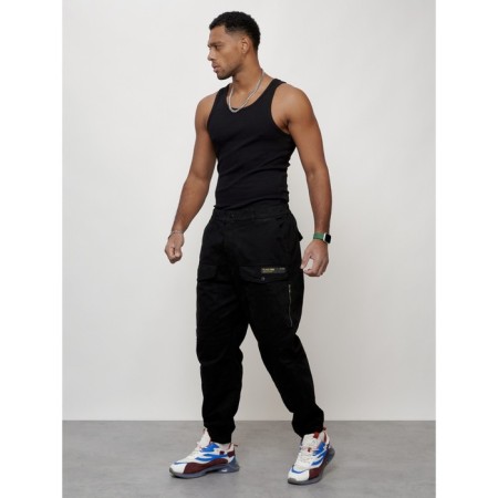 Cargo jeans male, size 52, black color-1