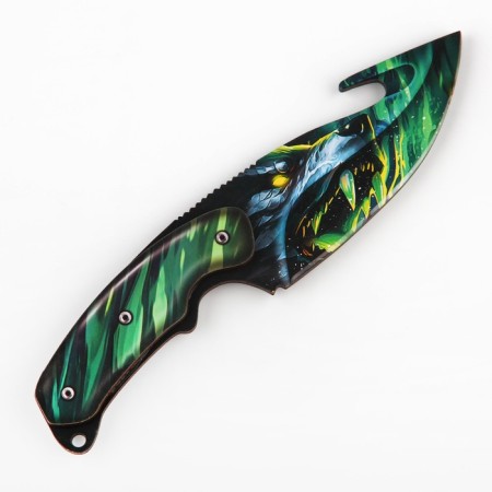Souvenir wooden knife with a blade “Wolf Neon”, 22 cm-2