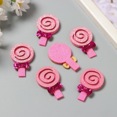 Decor for the creativity of felt lords "Lollipop" pink 4.5x2.8 cm-1