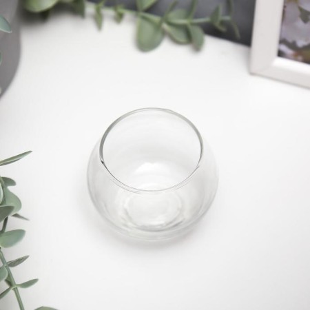 Glass 1 Candle "Transparent Ball" 5x6.5x6.5 cm-2