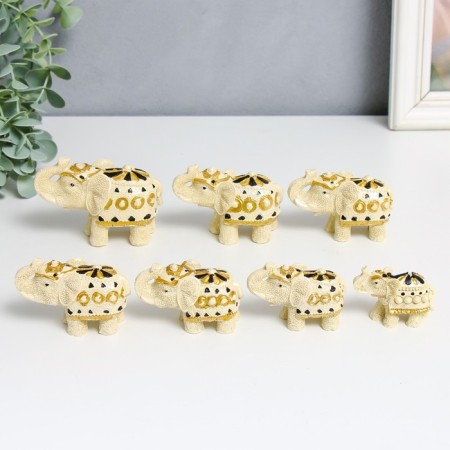 Souvenir Polystone "Sand Elephants" set 7 pcs h = 3.5; 4; 4.5; 5; 6 cm