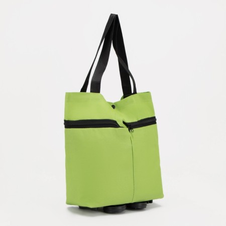 Folding bag on 2 wheels, on the button, the color is green-2