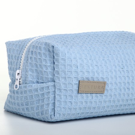 Textura zipper cosmetic bag, blue color-5