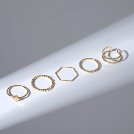 Set of rings 5 ​​pieces "perfect fingers" aura, white color in gold-1