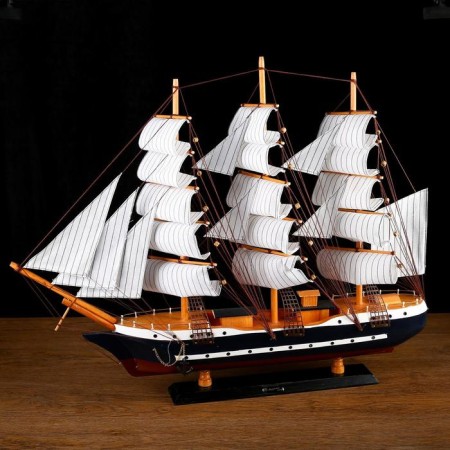 The souvenir ship is large "Gedan", the sides are blue, the sails are white, 82 × 13 × 62 cm-1