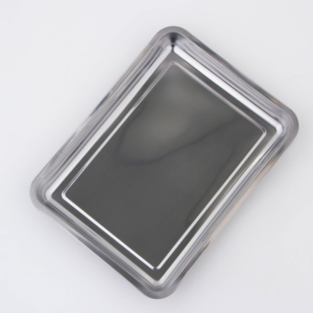 Stainless steel tray, 39.5 × 29.5 cm, thickness 1 mm, silver color-1