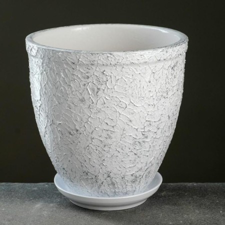 Flower pot "white silver" with a tray, 2.4l