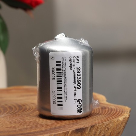 Candle - cylinder, 4x6 cm, 9 hours, silver-3