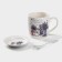Ceramic mug with a spoon on the Lavender stand, 330 ml, Mix drawing