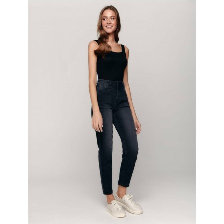 Women's jeans with a high landing CONTE Elegant Mom Fit, size M, color Washed Black-3