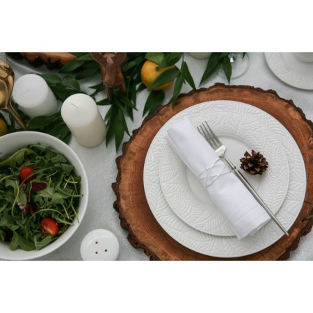 Porcelain dining porcelain Magistro "leaf", d = 25.8 cm, white color-6