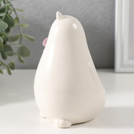 Souvenir ceramics "White bird with a lilac flower" 8.7x7.6x11.6 cm-3