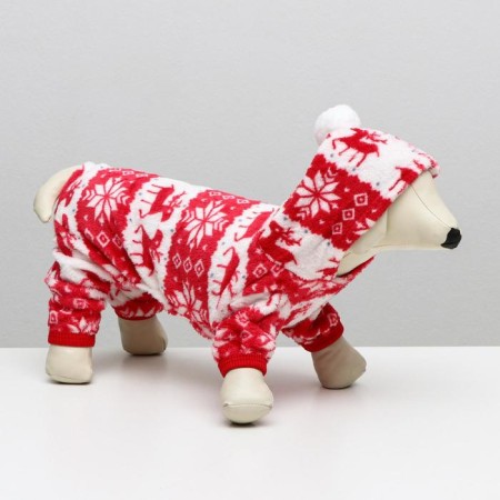 Kombinson "Deer" with a hood, size S (DS 25 cm, OG 35 cm, Osh 25 cm), red-1