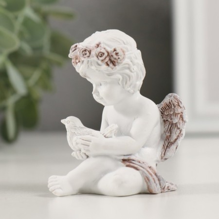 Souvenir Polystone "Angel with a bird in the hands" Coffee wreath 5.5x4x4x6.5 cm-3