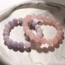 Set of bracelets Shar No. 10 “Quartz Pink and Aquamarine”