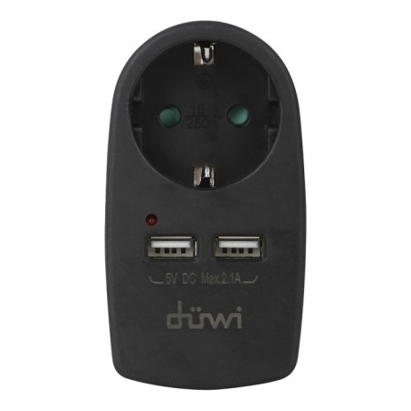 Adapter 1 Nest + 2 USB port, on the euro fork, s/h, 16a, 230V, 3680W, IP20, black, 27419 3-1