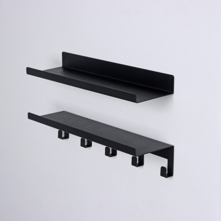 Set of shelves with hooks loft, 2 shelves: 350 × 100 × 35 mm, 350 × 100 × 80 mm, color black-3