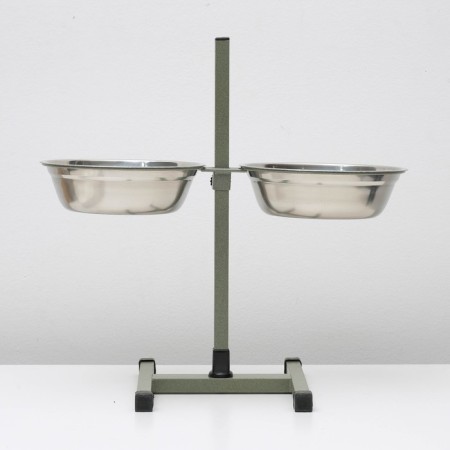 Stand with bowls, 2 x 2 l, height 50 cm, collapsible, green-3